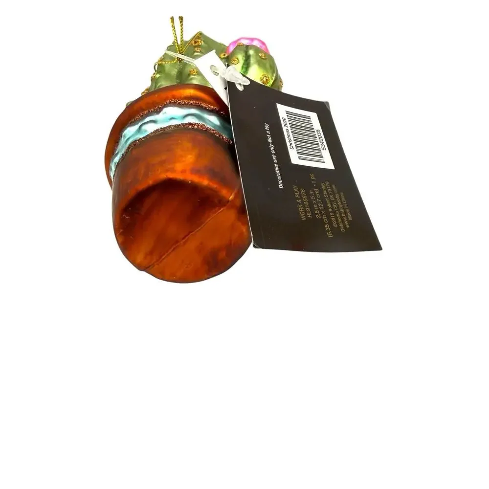 Saguro Cactus Christmas Ornament Southwest Desert Glass Robert Stanley 5 in. NWT